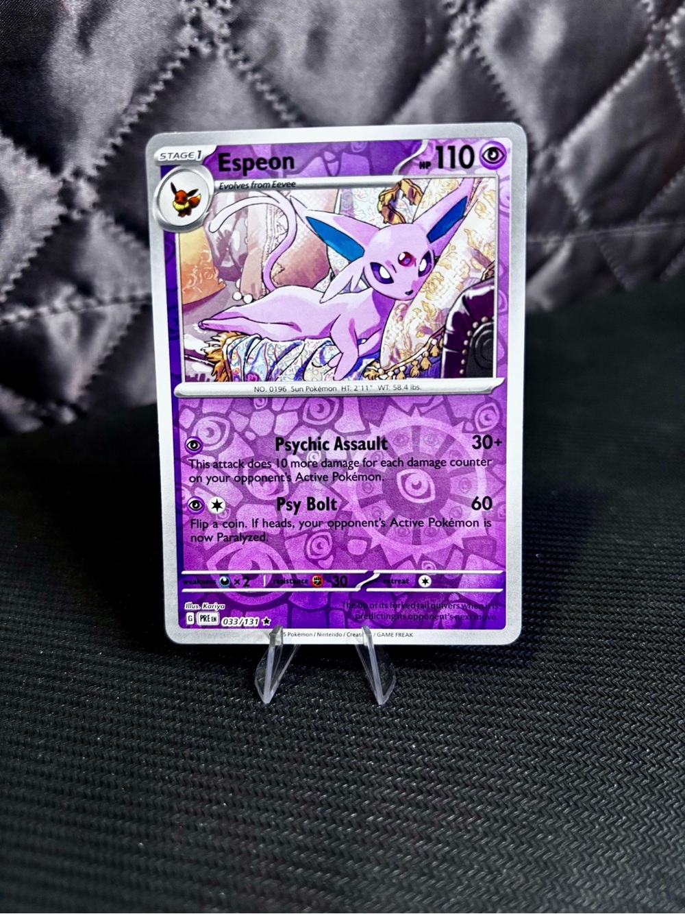 Espeon CUTE Pokemon Cards  033/131 Rare Prismatic Evolutions Reverse Holo NM